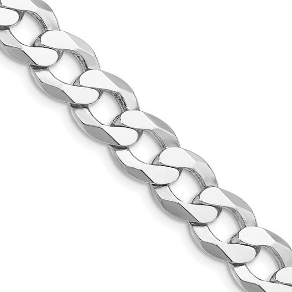 Kazi Luxury Sterling Silver Rhodium-plated 9.75mm Flat Curb Chain